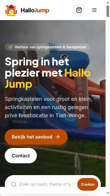 Hallo Jump website op mobiel